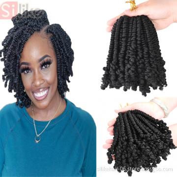 6-8inch Pre-twisted Spring bomb Twists Crochet Braids Synthetic Braiding Hair Extension Bob Spring short Twist  styles Hair